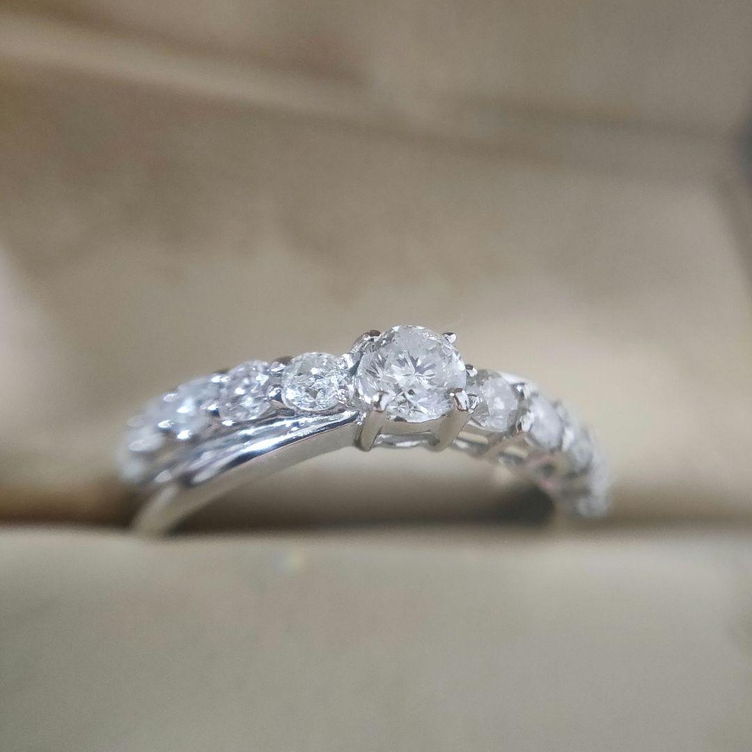 pt900 0.50ct エタニティリング ダイヤモンド ハーフエタニティ 8号