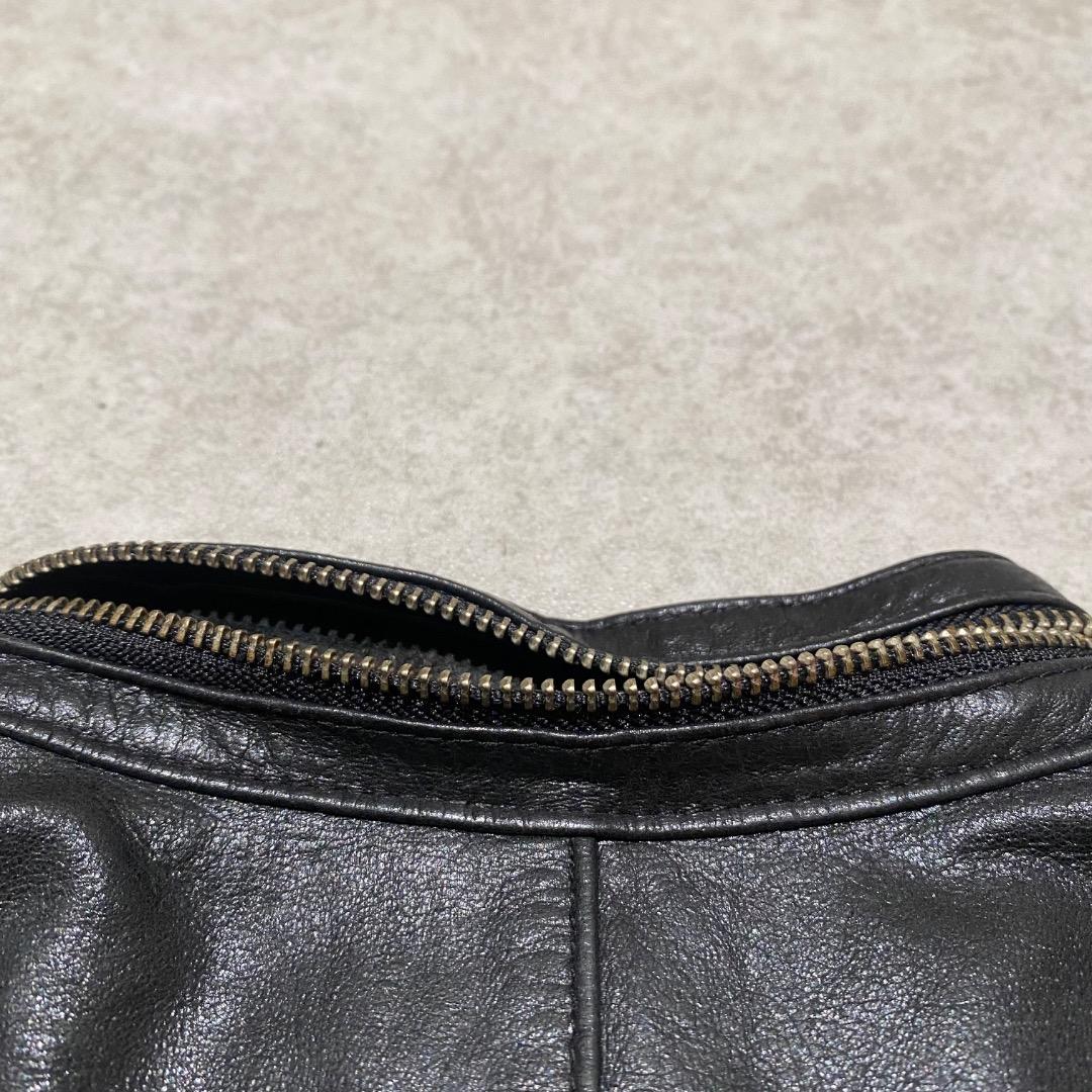 vintage ギミック ダブルジップ 牛革 シングルライダースジャケット 黒