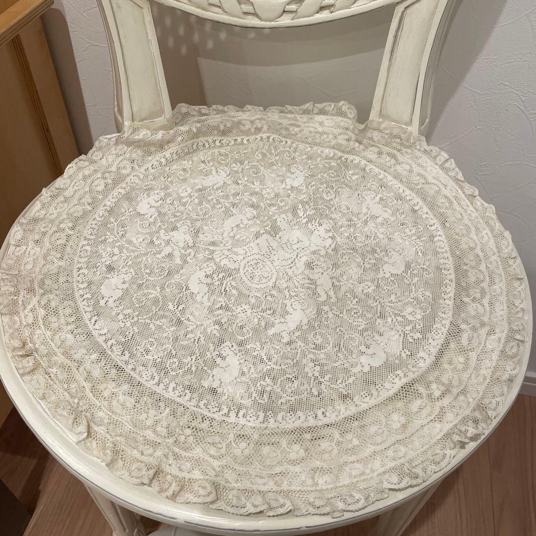 フランスアンティーク　天使　レースクッションカバー