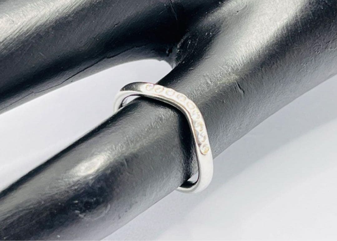 c664 ティファニー　カーブド　バンド　ダイヤ　9P プラチナ　リング　約5号