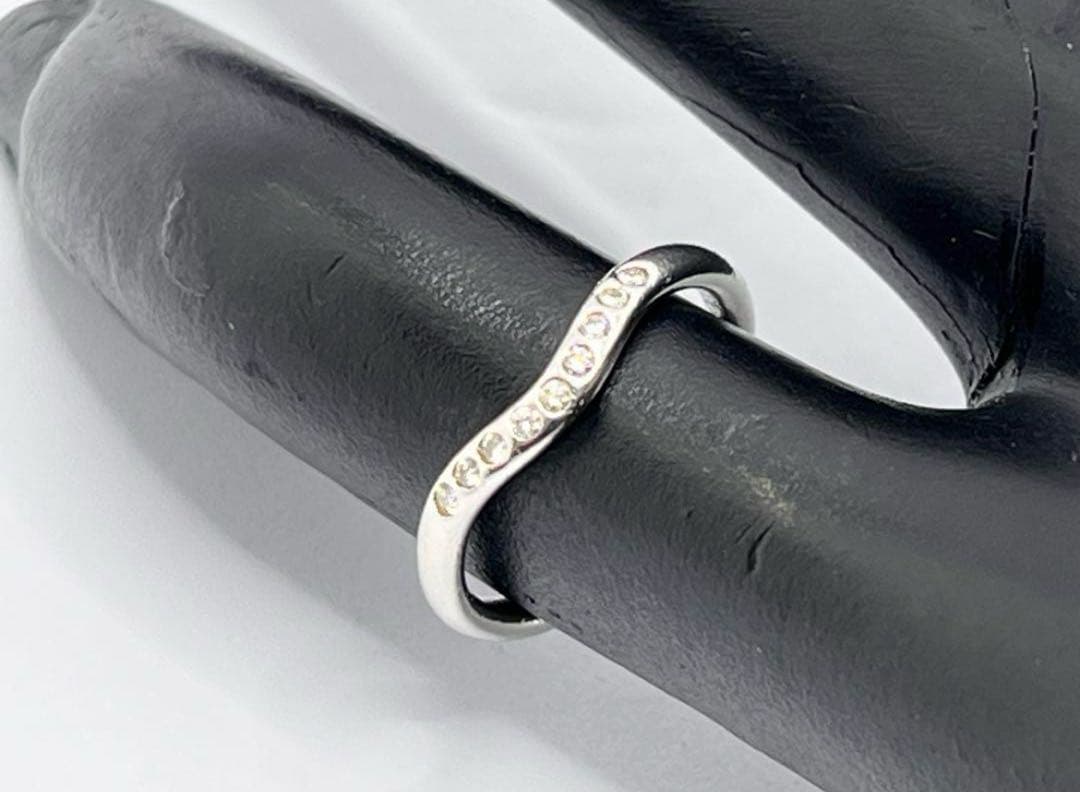 c664 ティファニー　カーブド　バンド　ダイヤ　9P プラチナ　リング　約5号