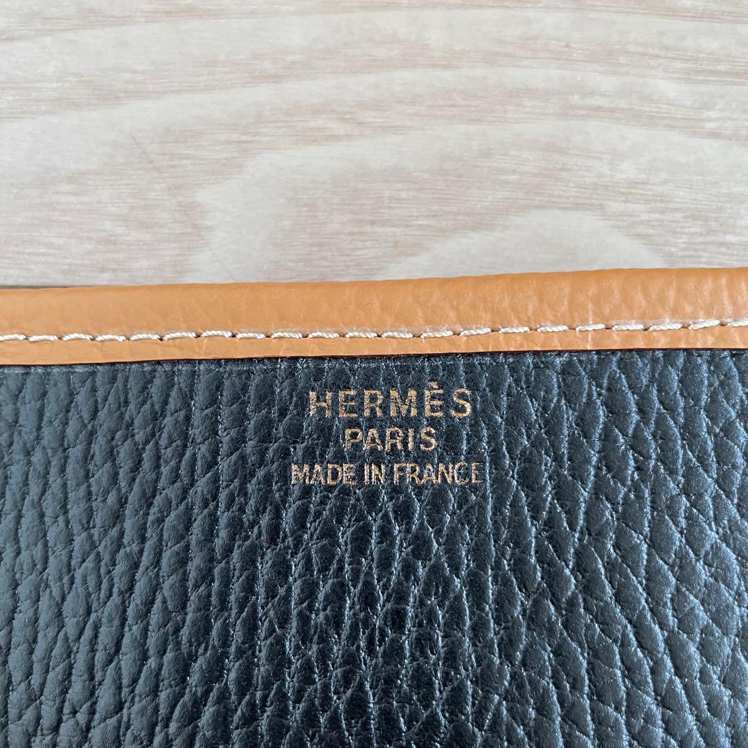 エルメス エヴリンGM 刻印あり 黒×ナチュラル バイカラー ゴールド金具