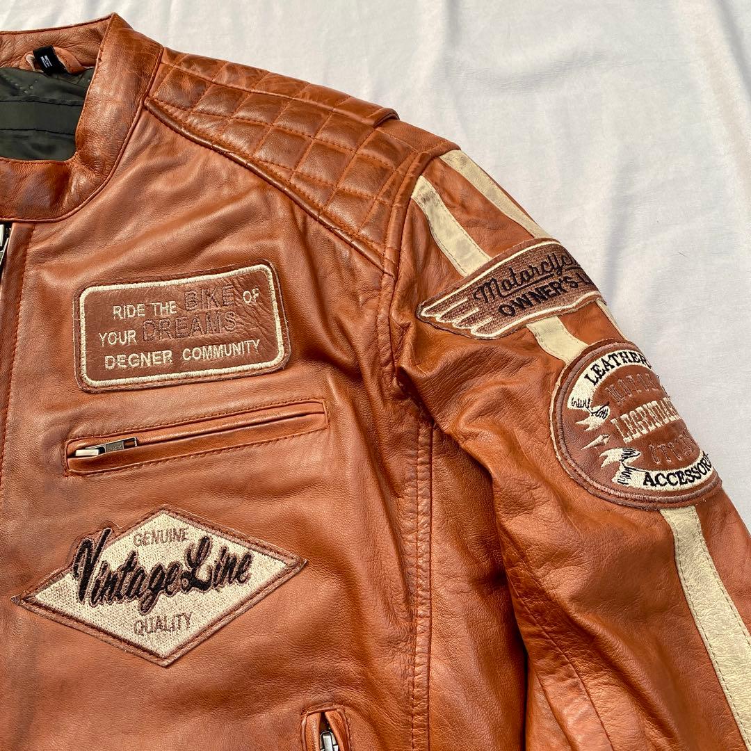 【美品】　DEGNER ライダースジャケット　ラムレザー　羊革　ヴィンテージ加工