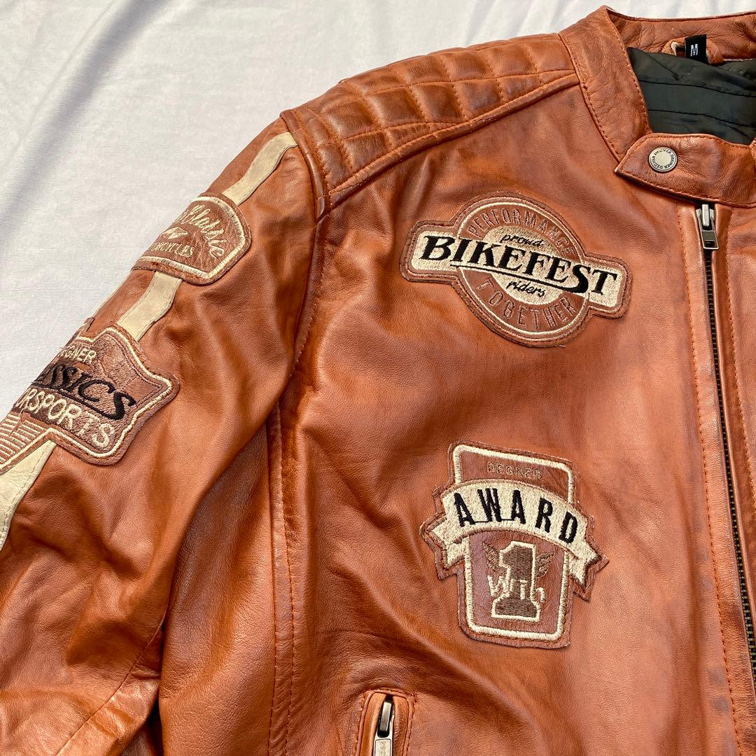 【美品】　DEGNER ライダースジャケット　ラムレザー　羊革　ヴィンテージ加工
