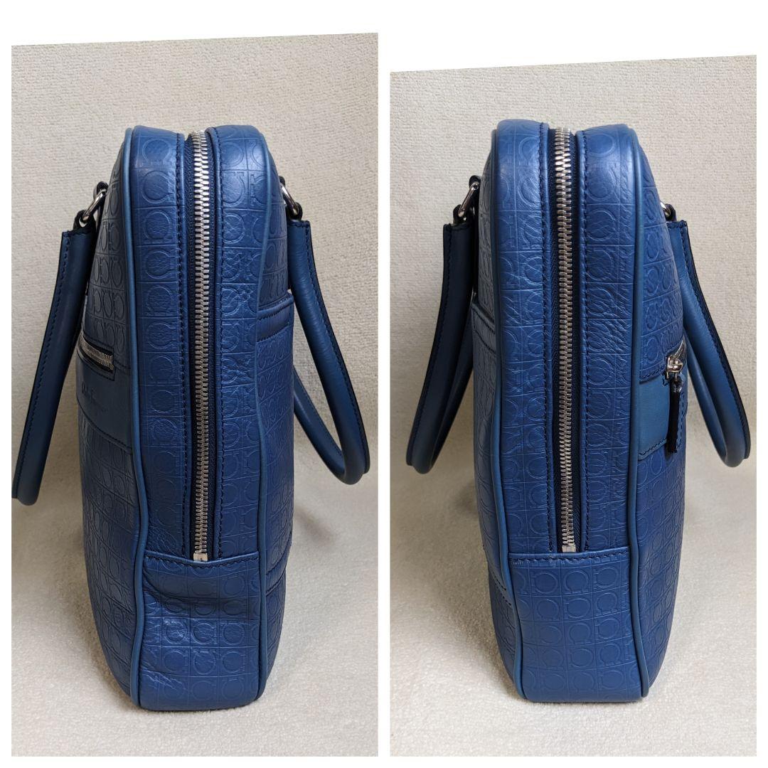 Ferragamo フェラガモ ガンチーニ ビジネスバッグ レザー 青