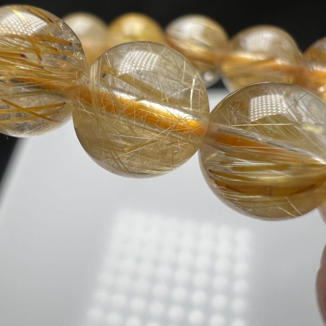 【73207】 高品質 ゴールドルチルクォーツ 6.6mm ブレスレット