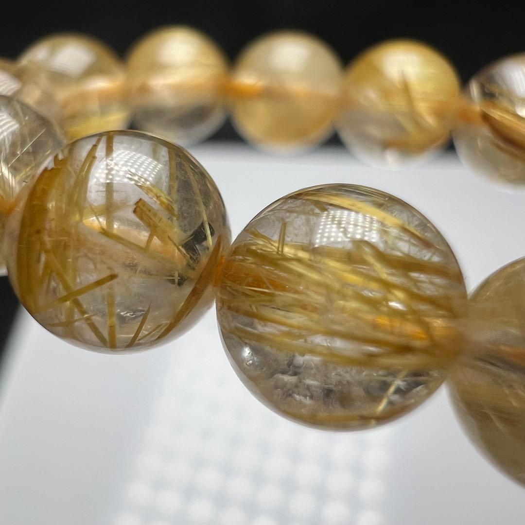 【73207】 高品質 ゴールドルチルクォーツ 6.6mm ブレスレット