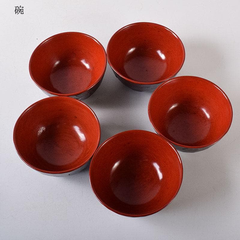 茶懐石道具　讃岐漆器　後藤塗　蓋付吸物碗　5客　共箱　N　7681C