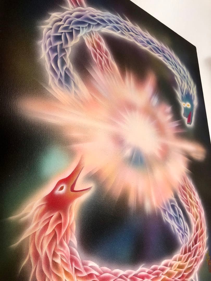 最強開運日セール☆【双竜高波動絵画】雅妙緑風・五皇妙覚F10号大型絵画 銀河創造