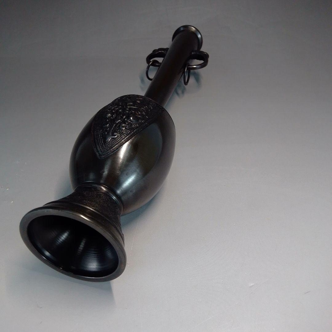 錆銅　青海波　花入