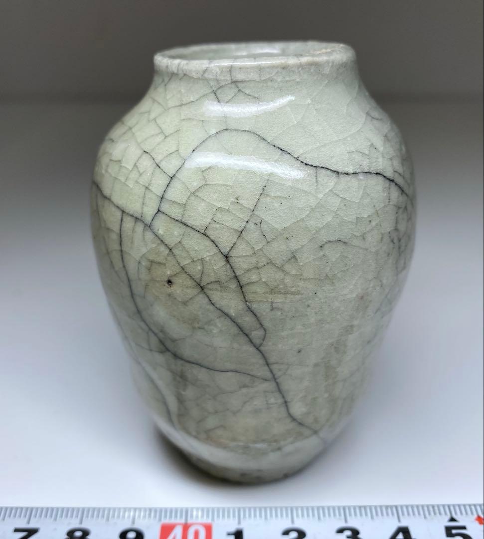 中国清時代　哥窯ひび焼小壺　高さ8.3㎝　東Y7-0324☆2F