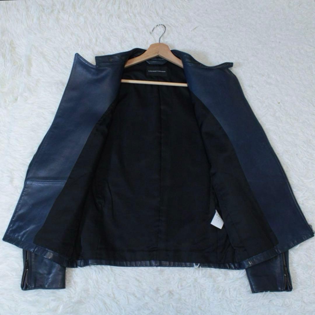 希少カラー ラウンジリザード シングルライダースジャケット 3 L ネイビー 紺