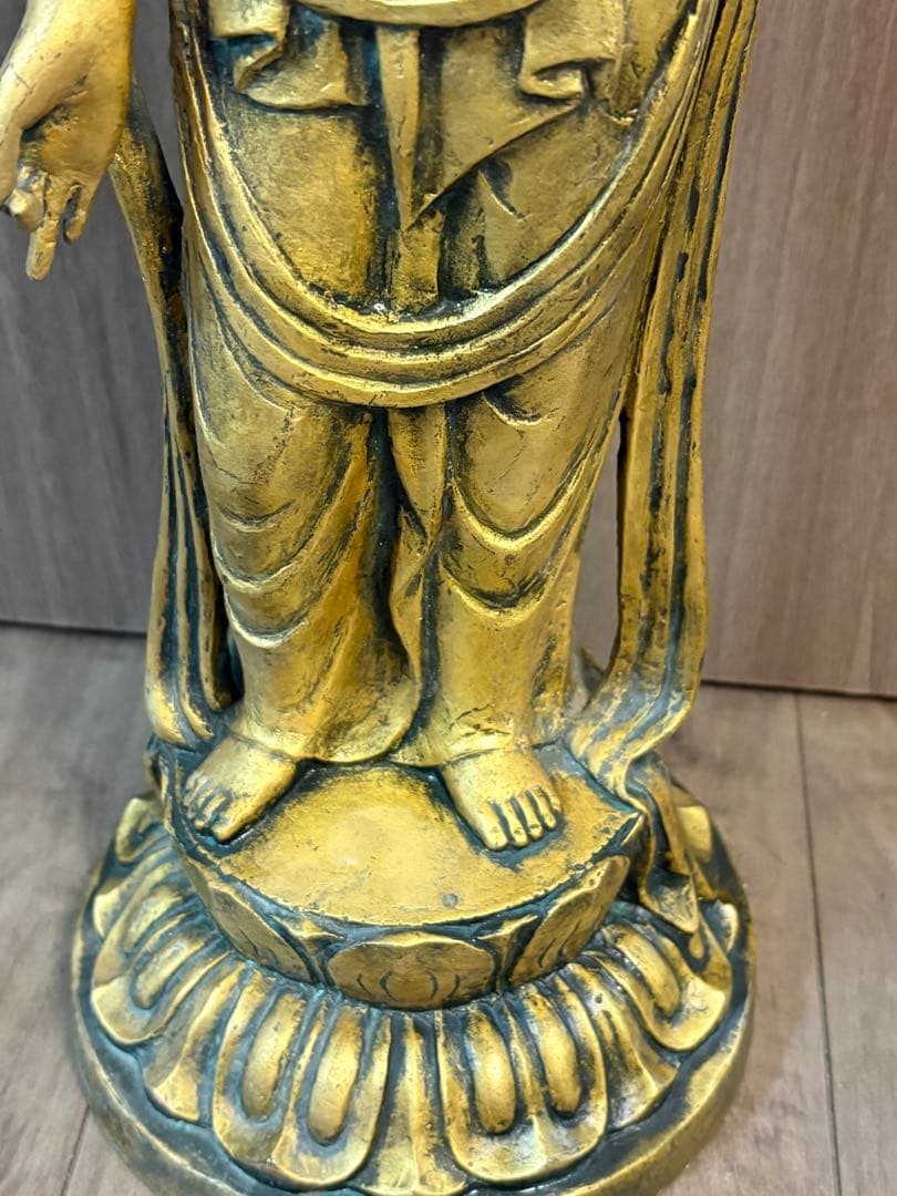 聖観音菩薩像 北村西望作 仏像 真鍮製 重約2900克