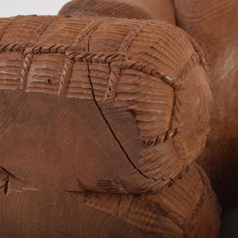 木彫　欅製　恵比寿像　大黒像　一双　在銘　共箱　C　9145