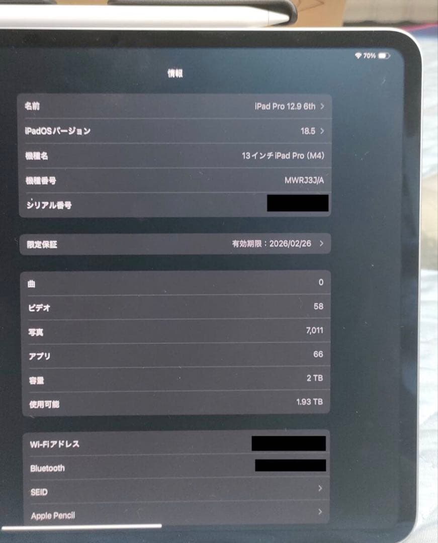 13インチ iPad Pro (M4) 2TB/Apple Pencil Pro