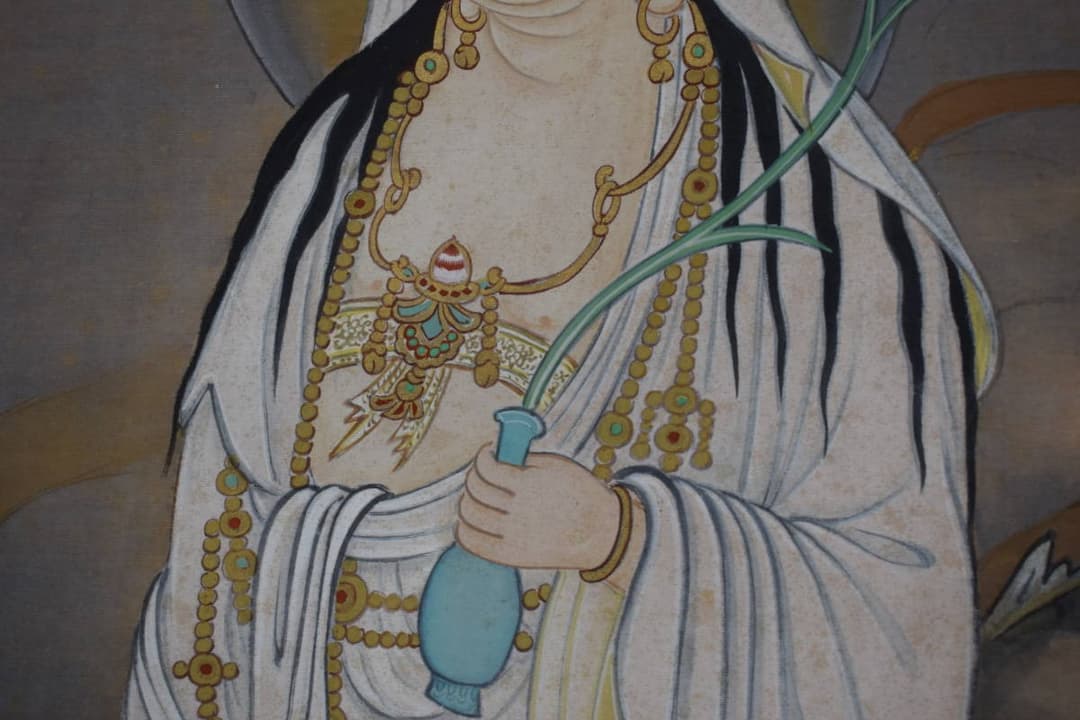 【真作】雲山/龍頭観音図/掛軸☆宝船☆Y-436　JM