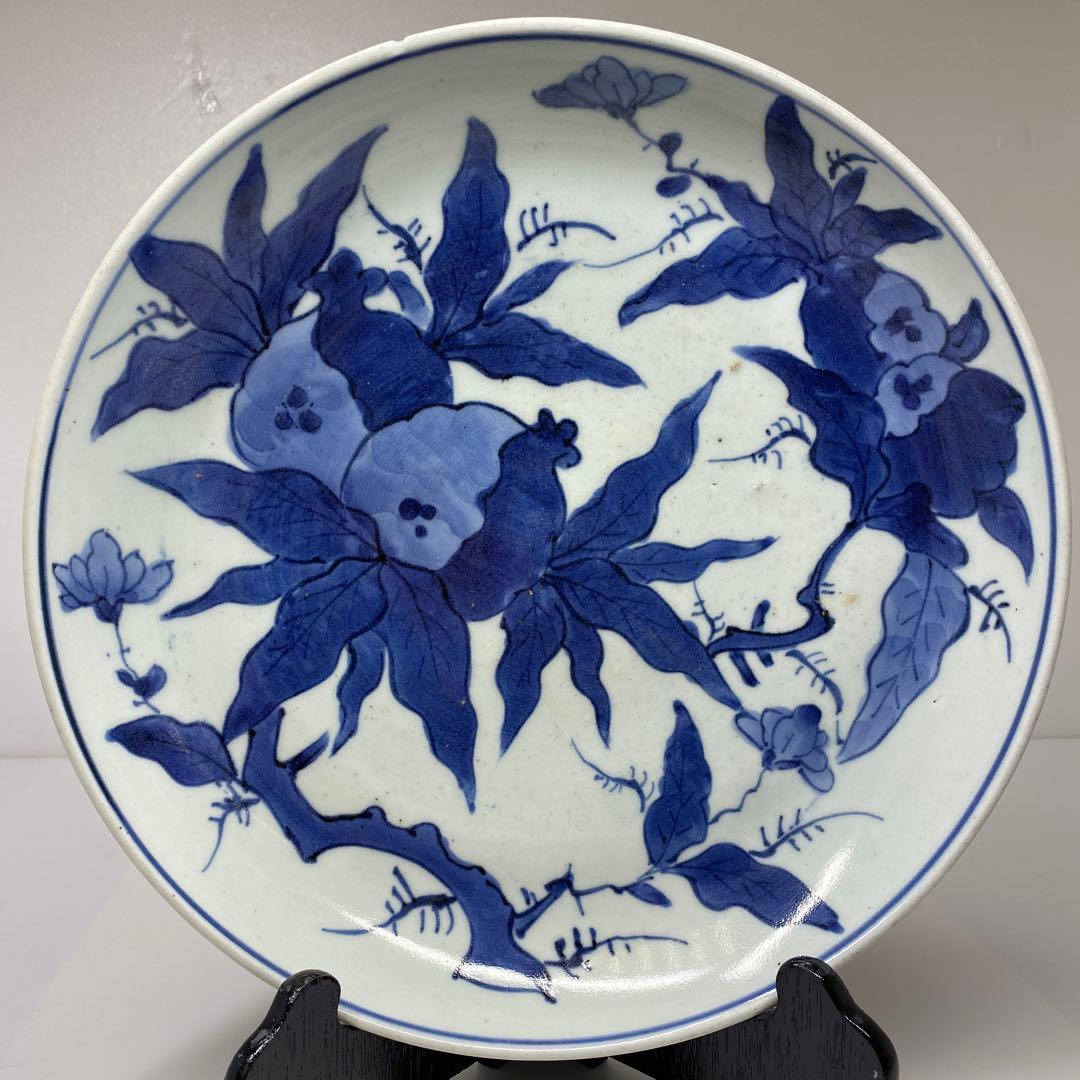 江戸中期　古伊万里　染付大皿　直径27.4㎝　東Y7-0122☆2Fタトヒサ