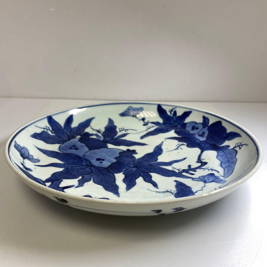 江戸中期　古伊万里　染付大皿　直径27.4㎝　東Y7-0122☆2Fタトヒサ