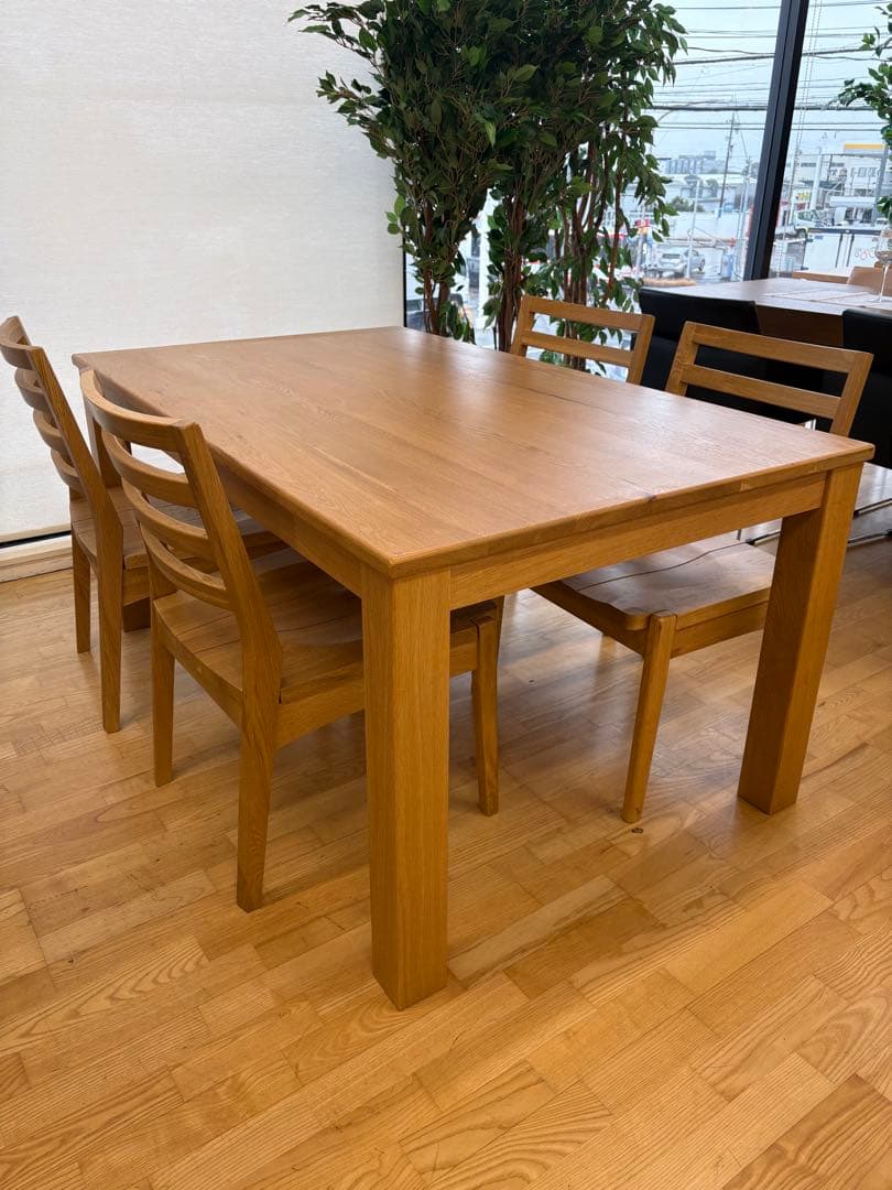 M100　新城家具　ダイニング５点セット　ダイニングテーブル　幅1500ｍｍ