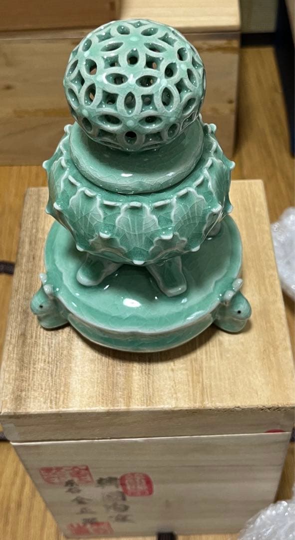 未使用品　香炉　韓国陶器 韓国陶窯　東谷　金正黙造