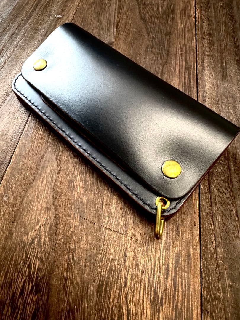 ☆(Horweenクロムエクセル)♯茶芯ブラック　トラッカーウォレット