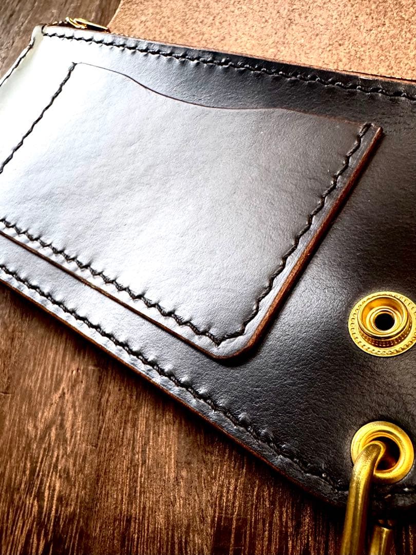 ☆(Horweenクロムエクセル)♯茶芯ブラック　トラッカーウォレット