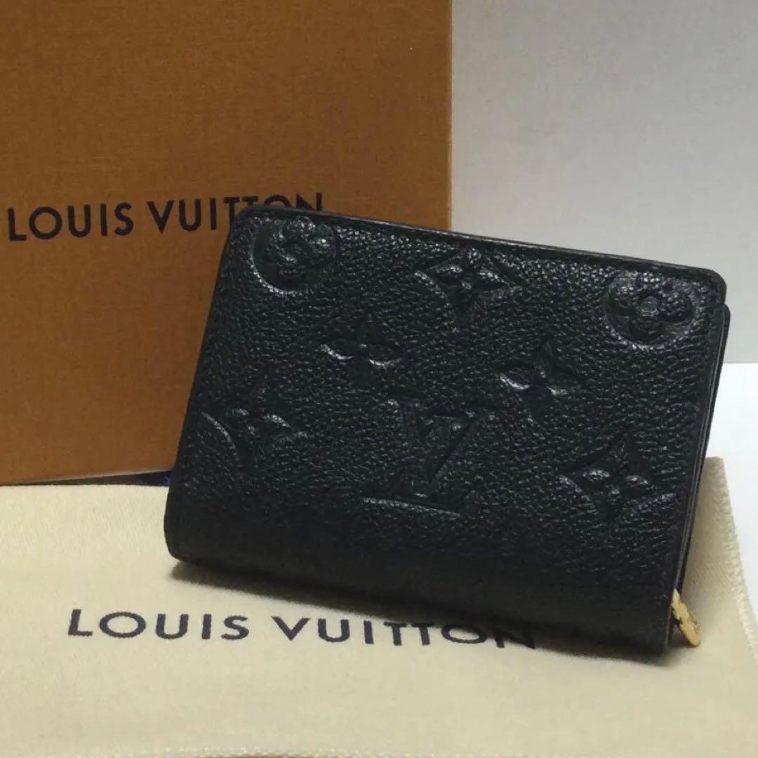 美品★ルイヴィトン　ポルトフォイユ　クレア　アンプラント　黒　二つ折り財布