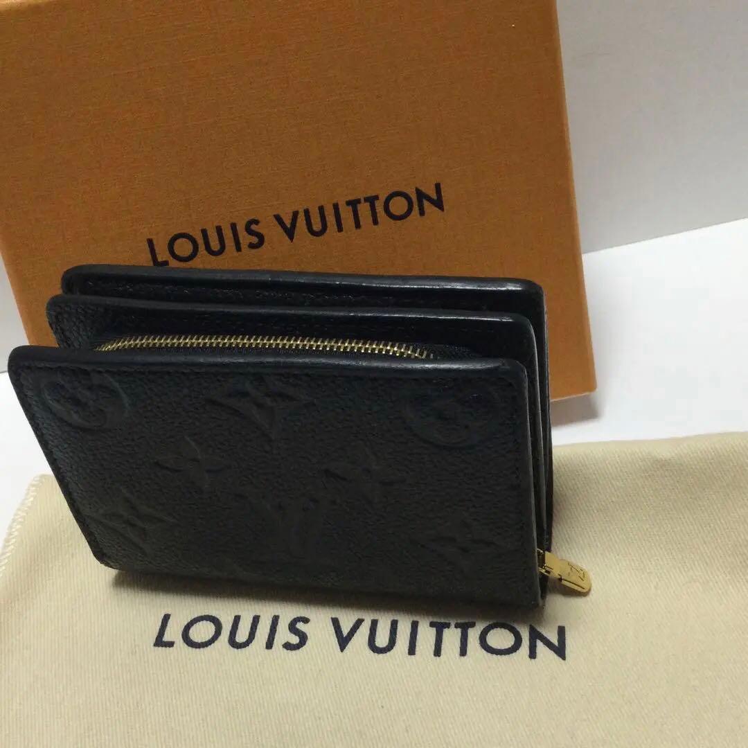 美品★ルイヴィトン　ポルトフォイユ　クレア　アンプラント　黒　二つ折り財布