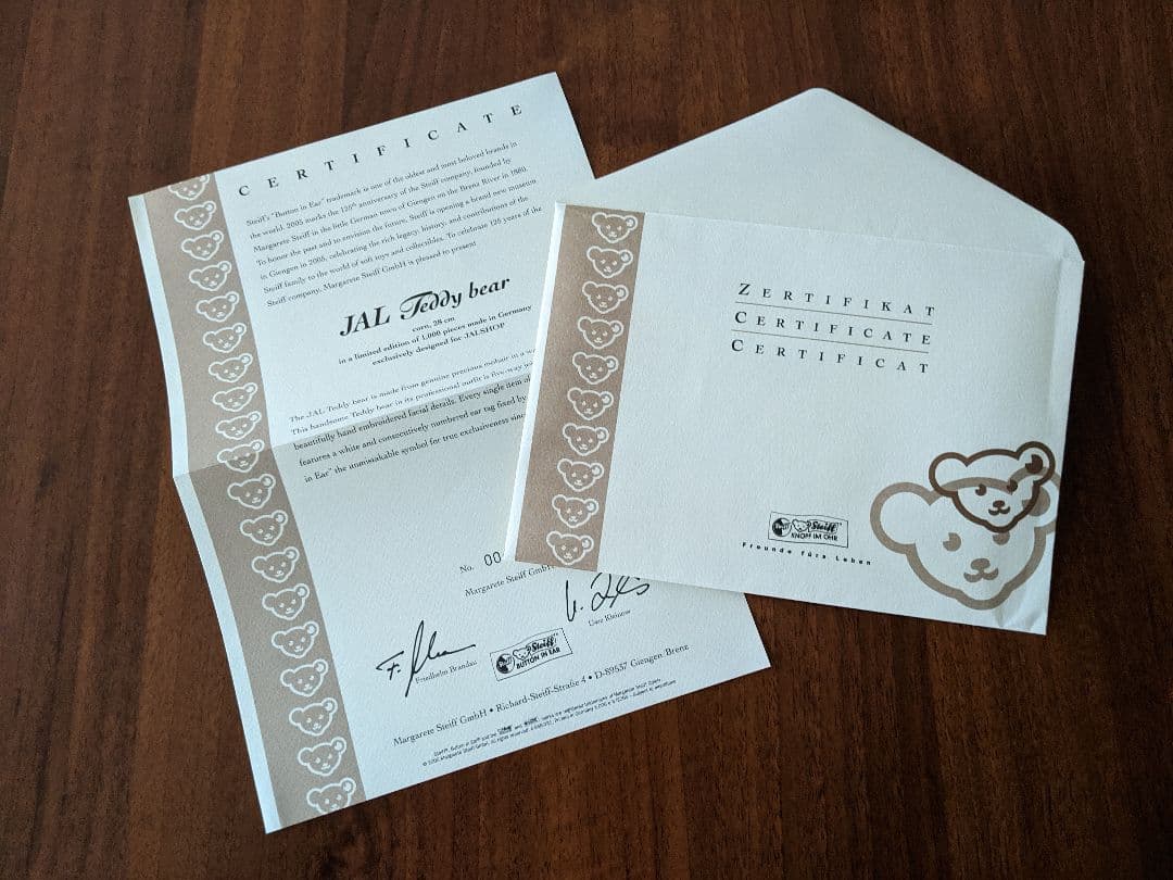 JAL Teddybear テディベアJAL SHOP1000体限定アンティーク