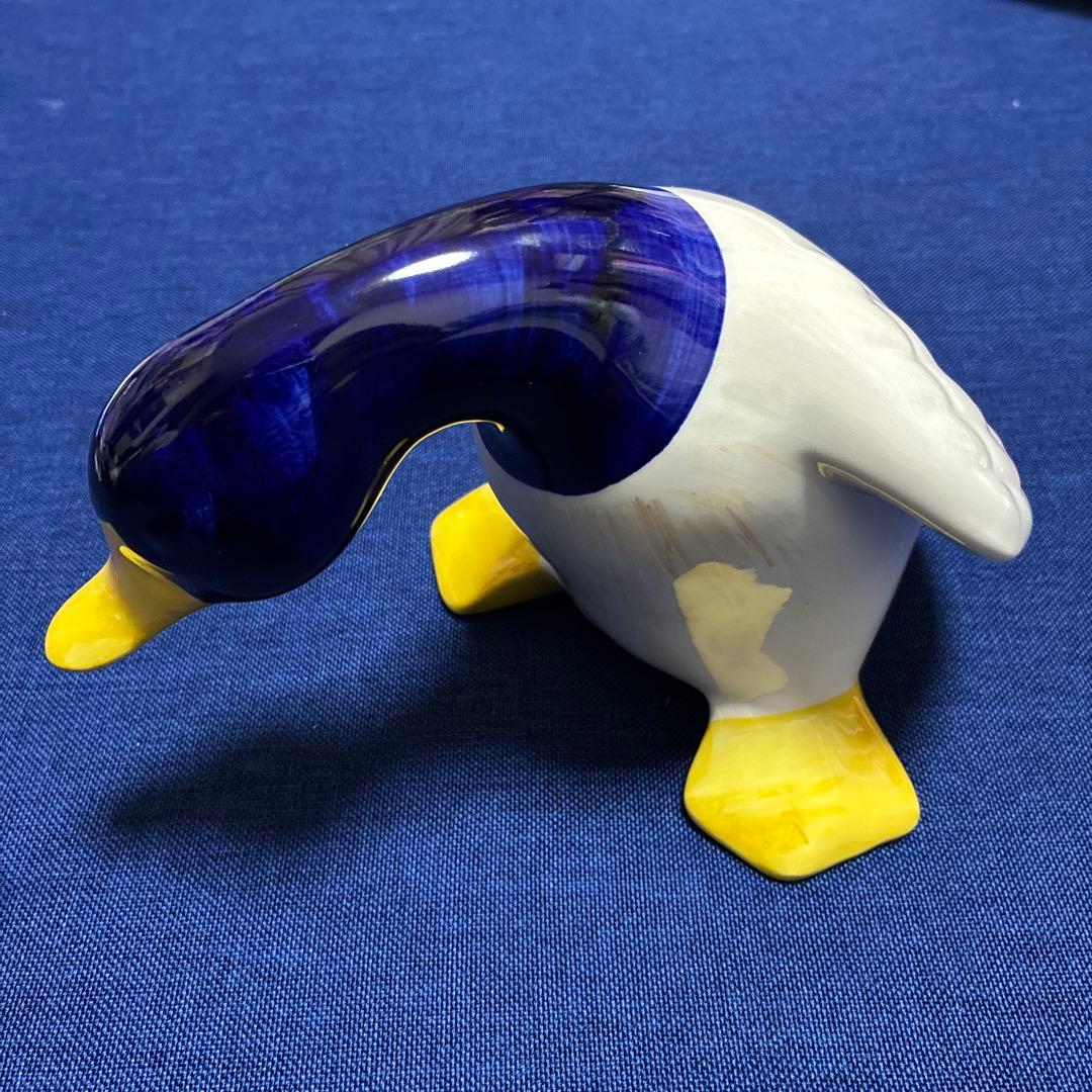 青と白の陶器製アヒル　イギリス製
