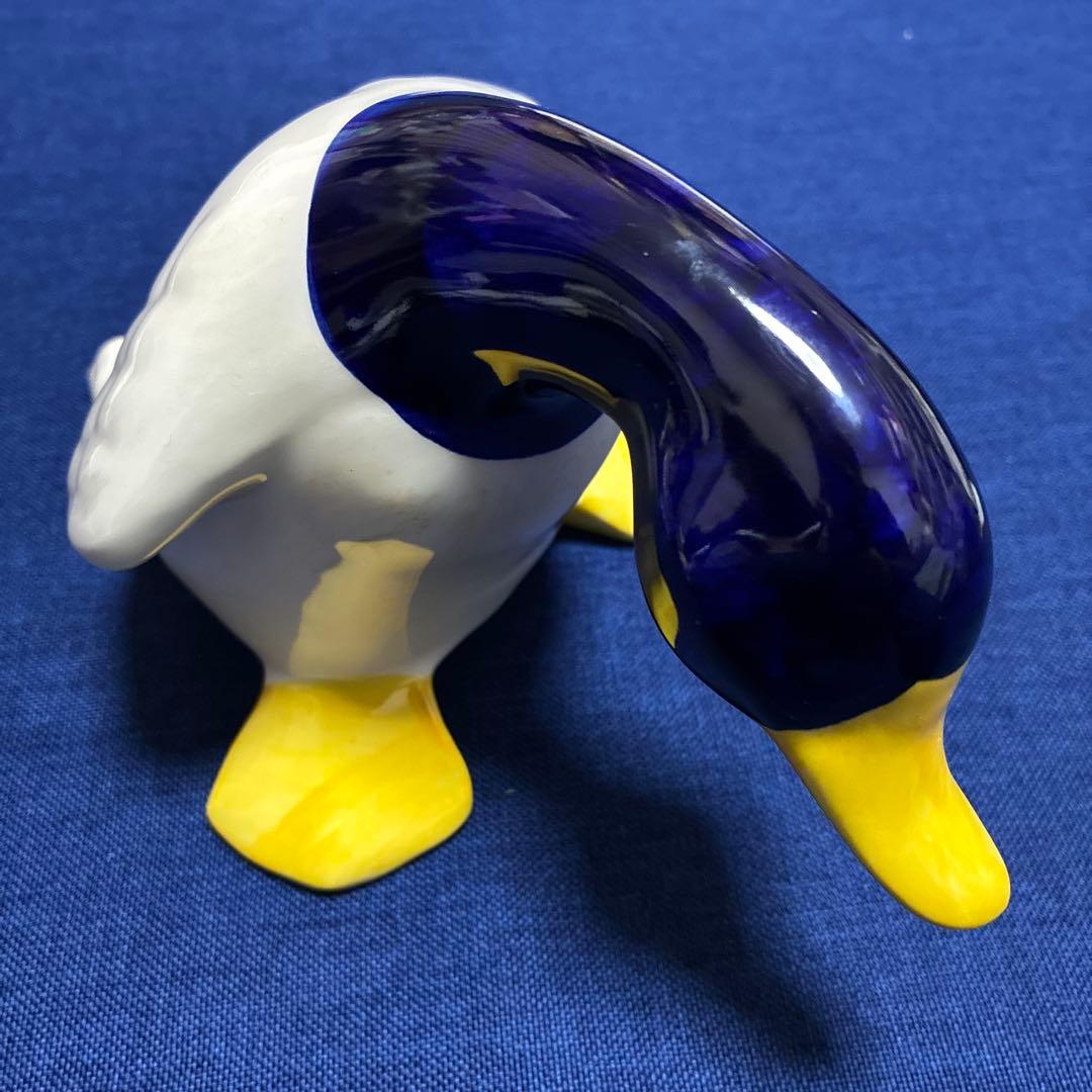 青と白の陶器製アヒル　イギリス製