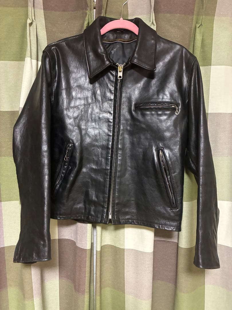 Schott ブラックレザーシングルライダースジャケット