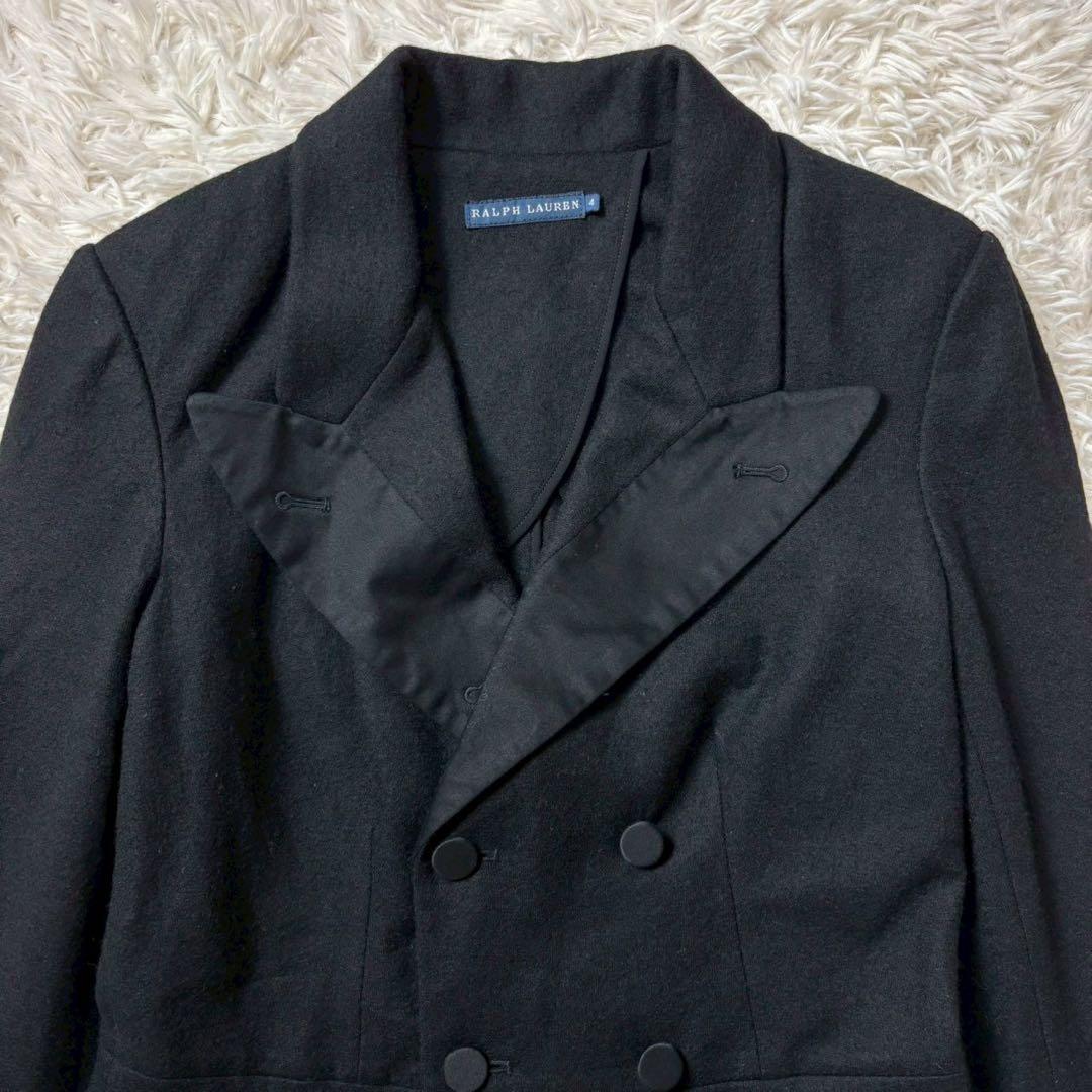 美品　高級　ラルフローレン　カシミヤ混紡　ダブルチェスターコート　ブラック