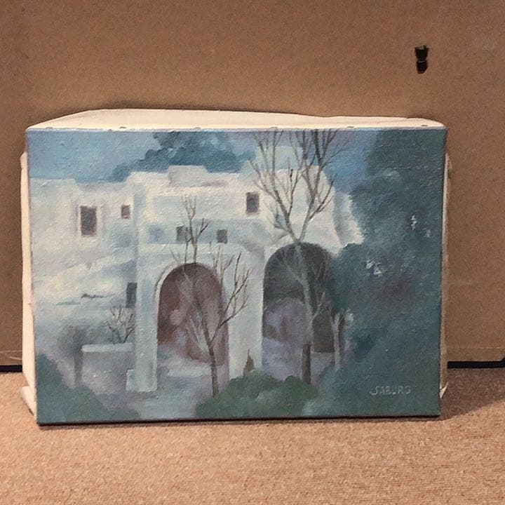 辻三郎　真作　日本画　油彩　絵画　サイン　メクリ 38