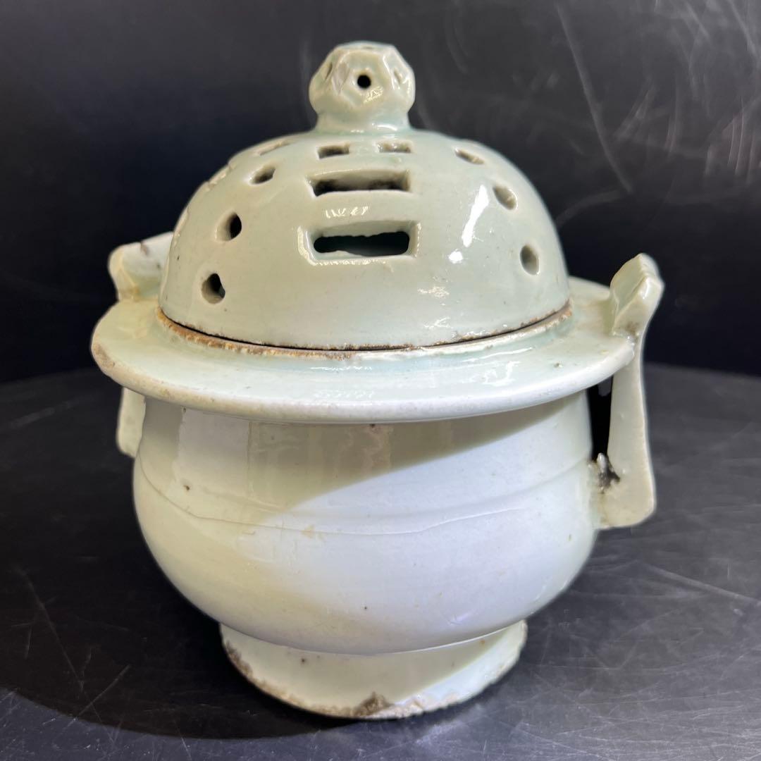 李朝白磁香炉　木箱付　高さ約16.5㎝　東Y7-0725⭐︎2F