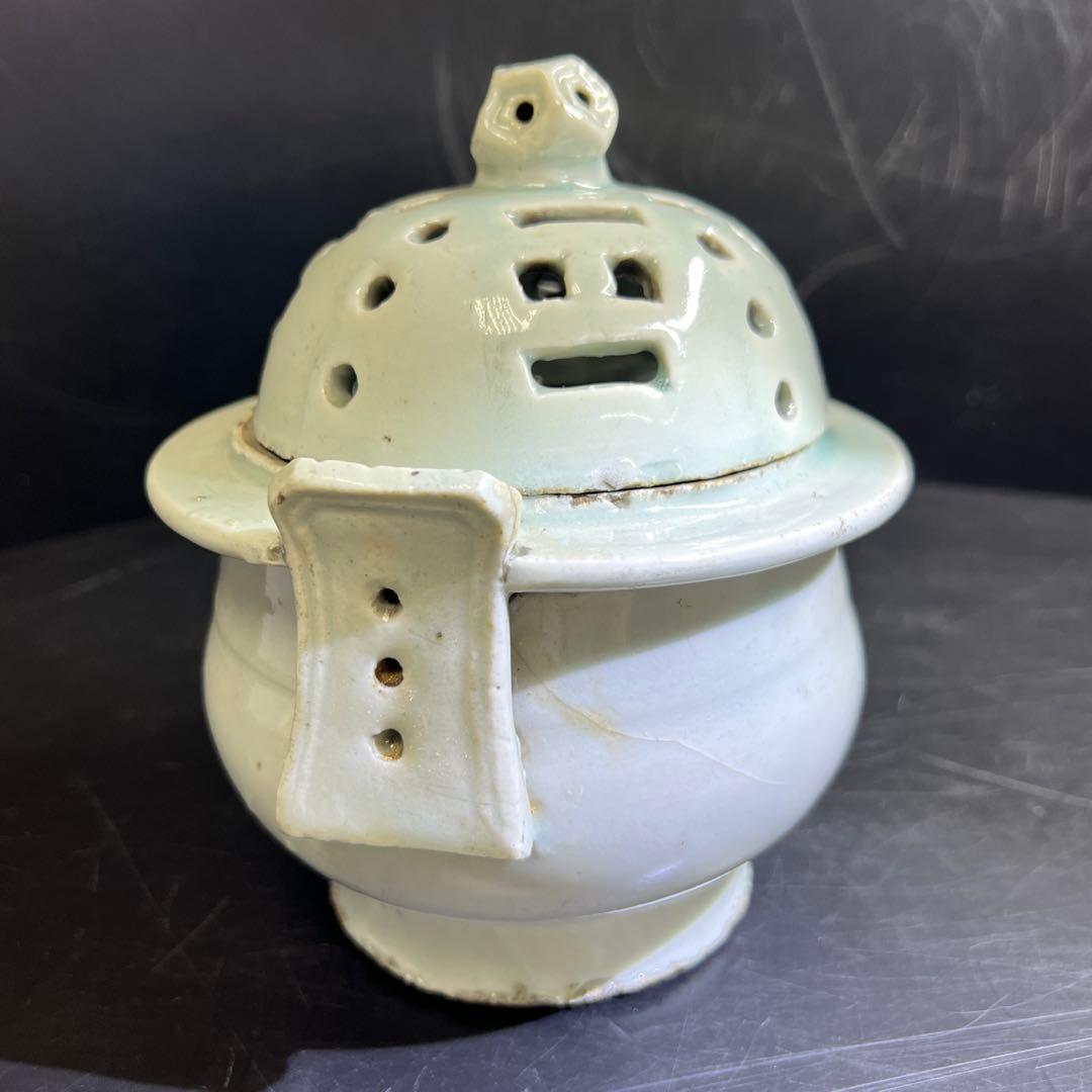 李朝白磁香炉　木箱付　高さ約16.5㎝　東Y7-0725⭐︎2F