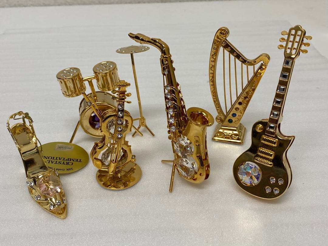 3-2673 スワロフスキー　ミニチュアハイヒール・楽器5点セット