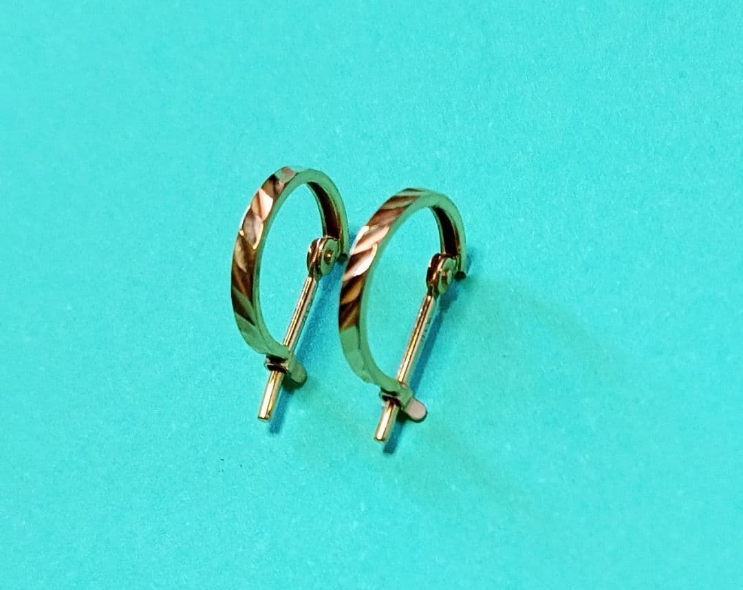 18金 ピアス【1✕10 フープピアス 】ピンクゴールド K18刻印有 両耳用