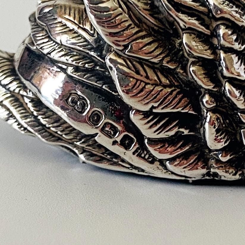 ★1997年英国 ★スワン 置物 アンティーク イギリス 925 シェフィールド