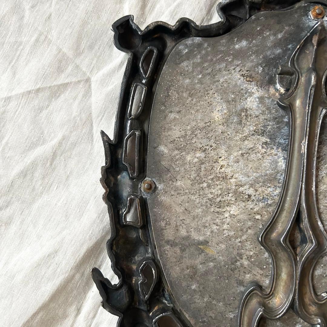 希少　フランスアンティーク　真鍮　スタンドミラー ビゾテ加工 ロココ調 卓上鏡