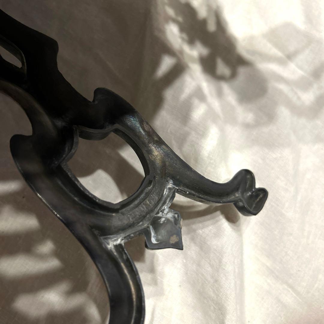 希少　フランスアンティーク　真鍮　スタンドミラー ビゾテ加工 ロココ調 卓上鏡