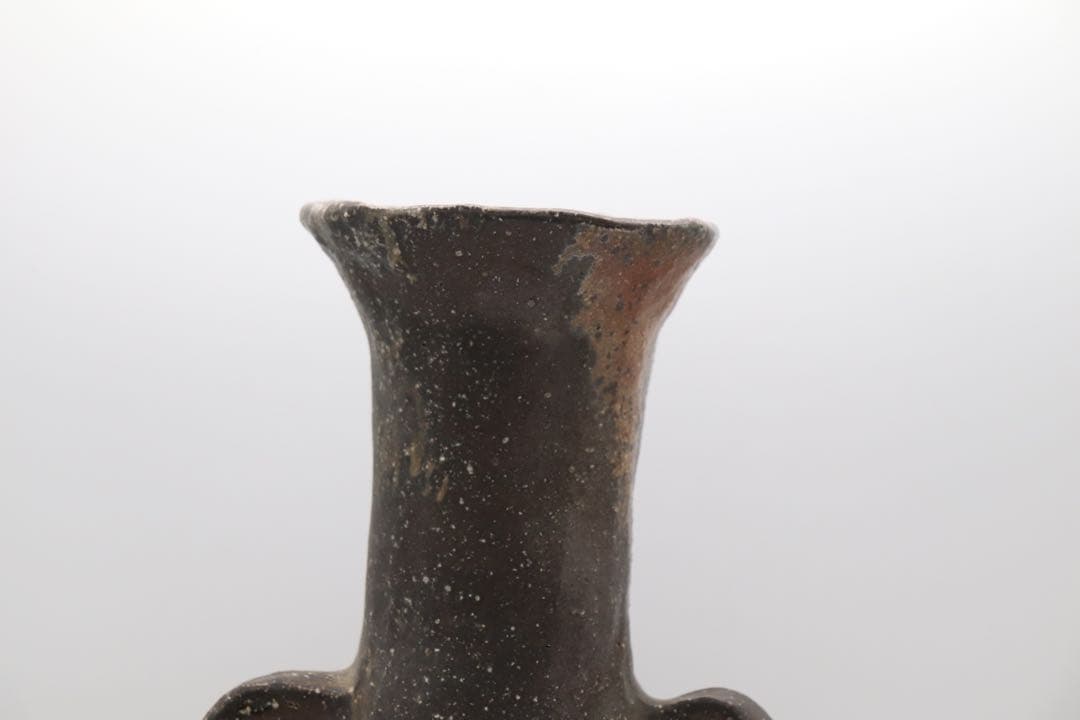 不名作　備前焼　取手付瓶　作家品　共箱　茶道具　送料込み250329