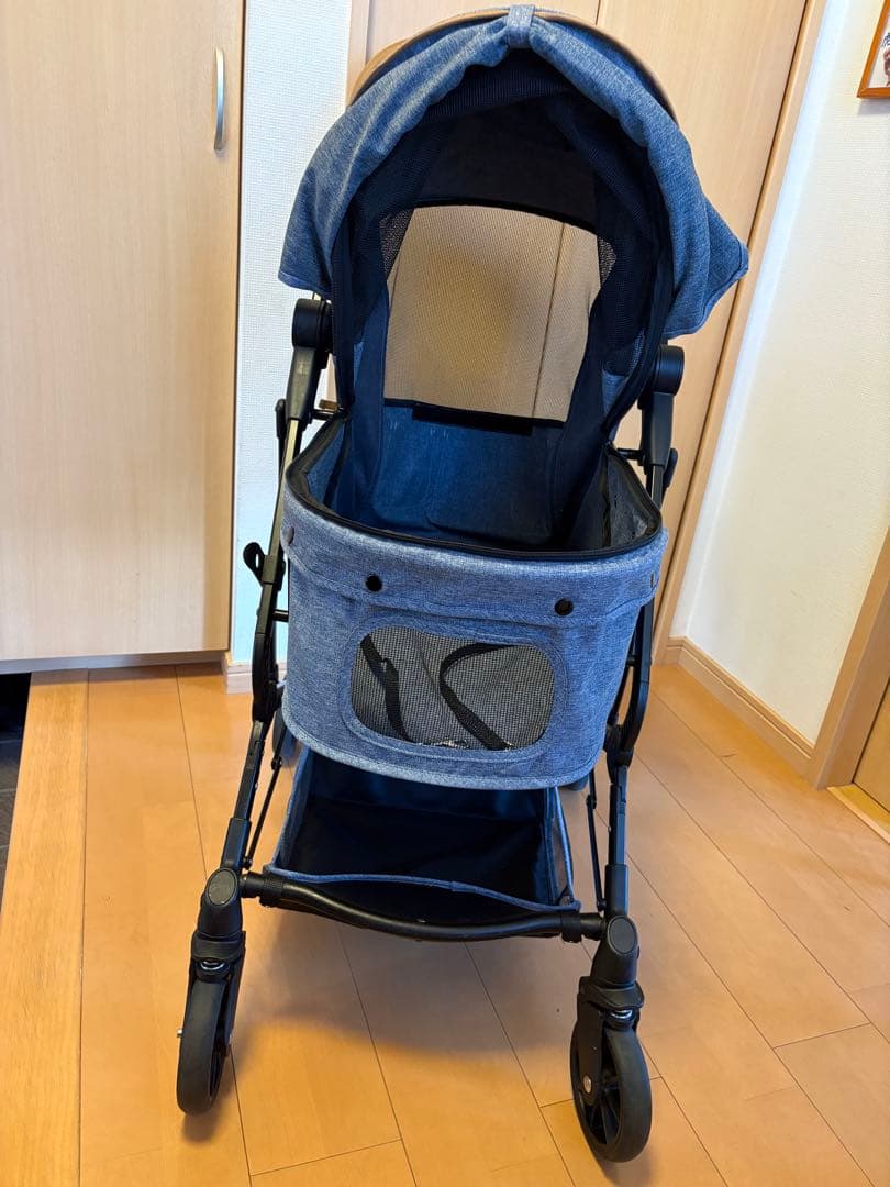 ペットパラダイス 折り畳み2つ折れコンパクトペットカート デニム風