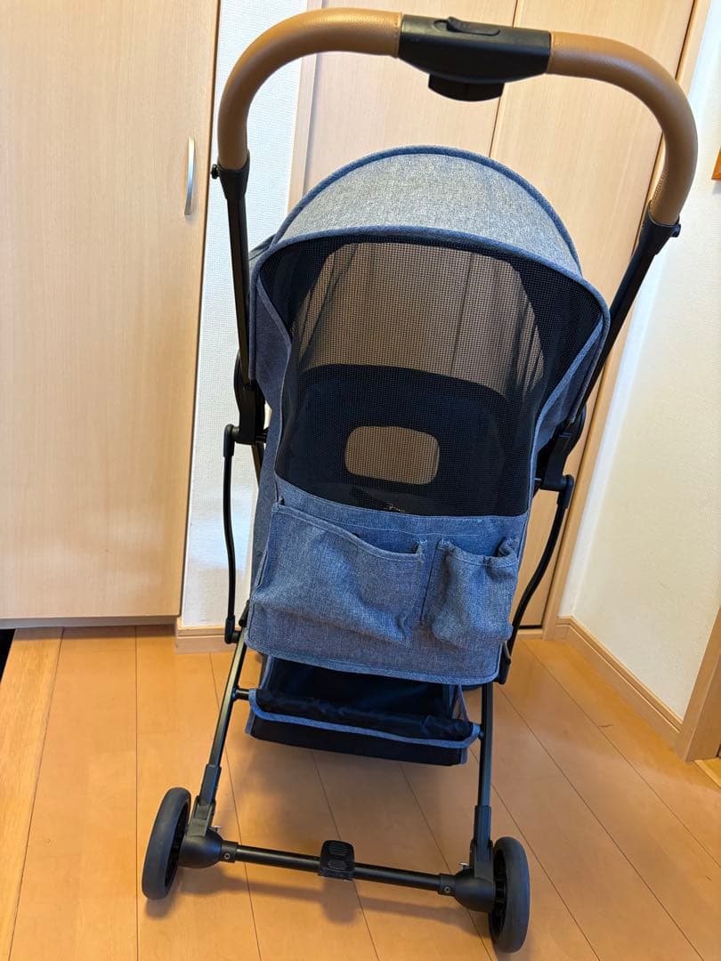 ペットパラダイス 折り畳み2つ折れコンパクトペットカート デニム風