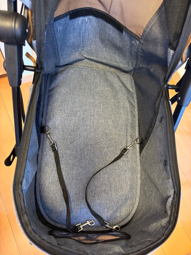 ペットパラダイス 折り畳み2つ折れコンパクトペットカート デニム風