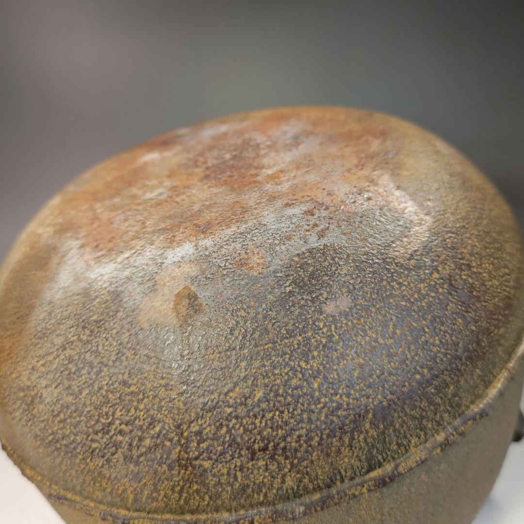 イ761 釜『釜師　橋本辰敏』『阿古陀釜　鉄釜　共箱』釜鐶付　茶道具