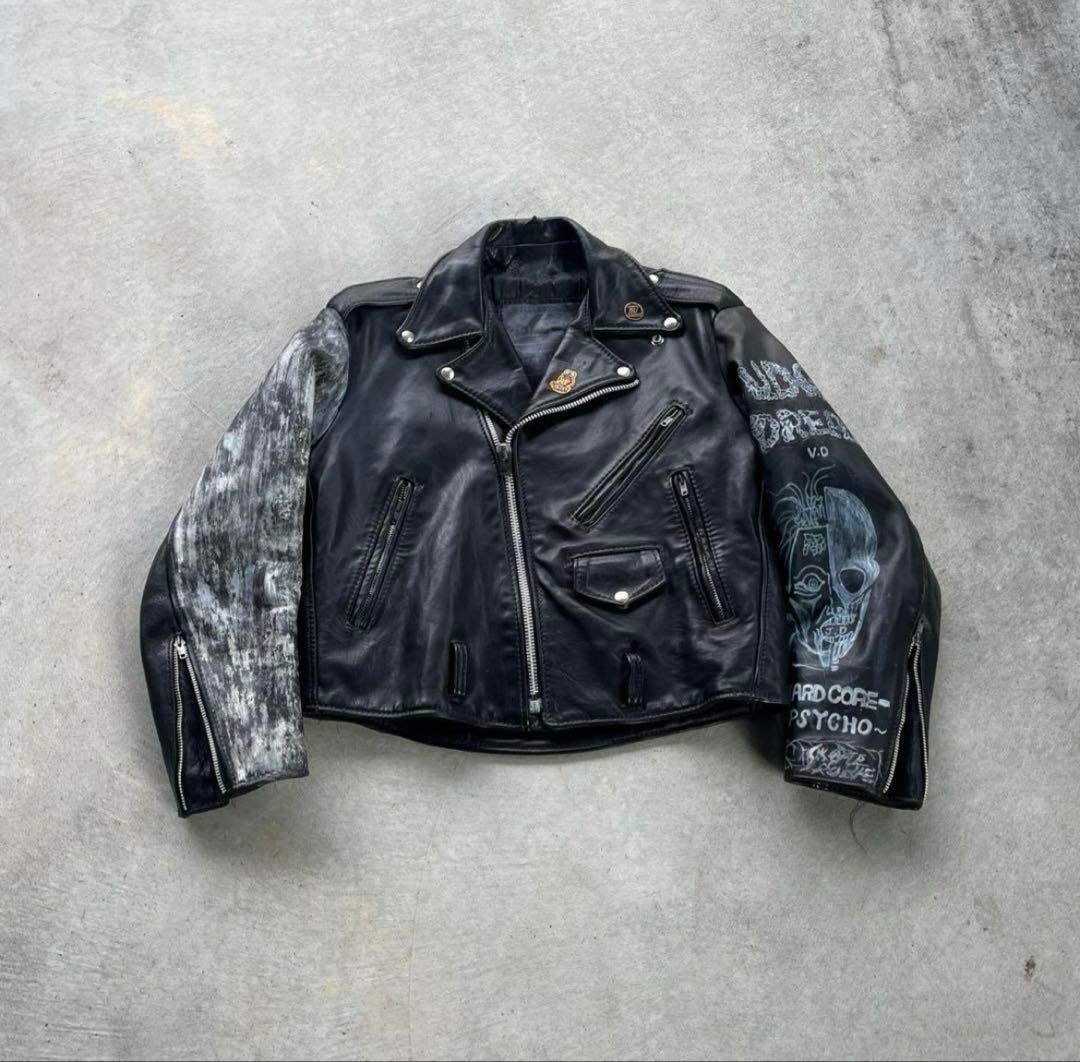 70’s 80’s vintage ライダース　レザージャケット　パンク　ドクロ