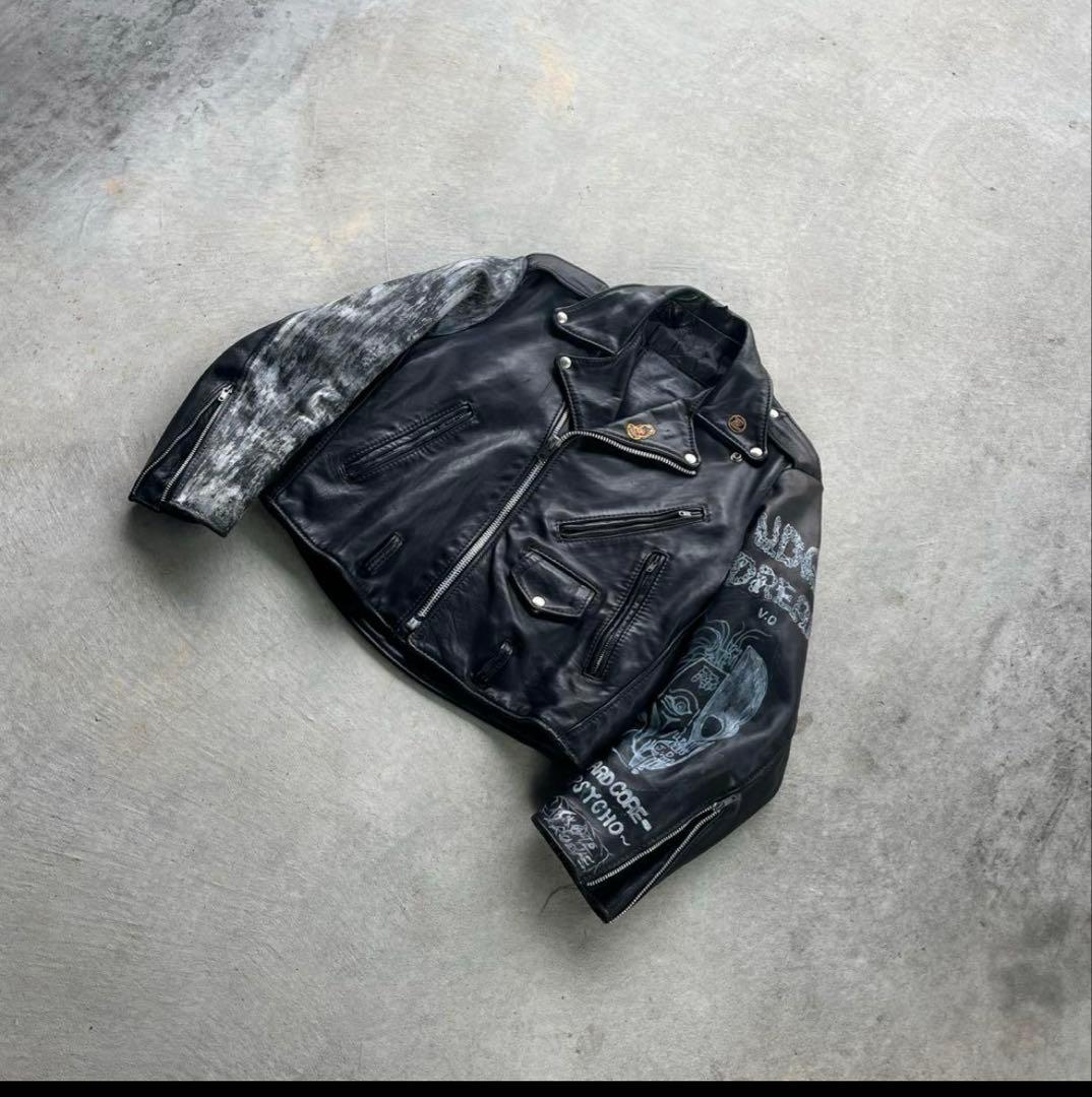 70’s 80’s vintage ライダース　レザージャケット　パンク　ドクロ