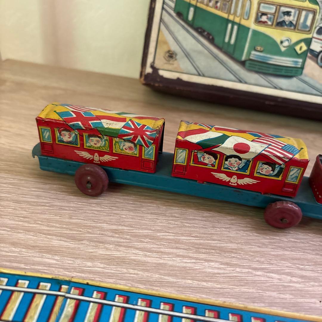 ブリキ　ロータリー電車　蒸気機関車　2点　昭和レトロ　アンティーク 日本製