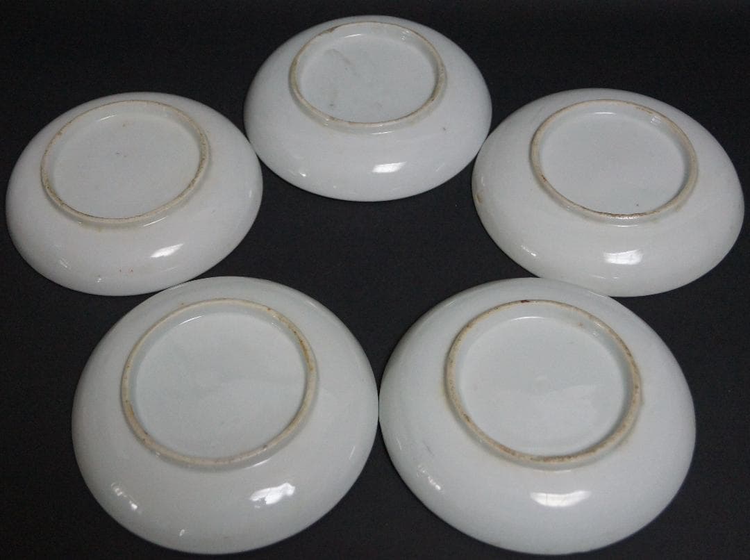 明治期 金彩色絵『菖蒲鳥文』皿 銘々皿 五客セット